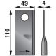 Nož kosilnice LEVI L=116mm, Š=49mm, D=4mm, LUKNJA= 19mm (11708)